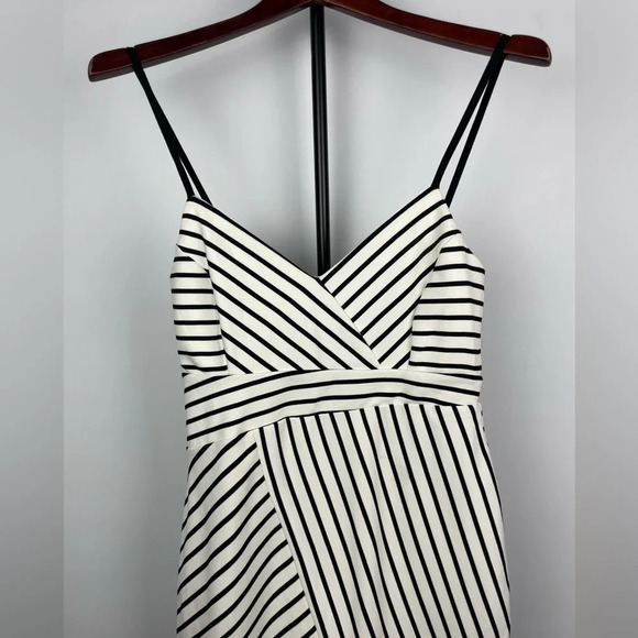 Bardot Black White Stripe Stretch Spaghetti Strap Sheath Dress - Picture 2 of 8